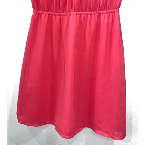 Charlotte Russe Fuchsia Pink Button Up Sleeveless Mini Dress Small S Bright - Picture 7 of 13